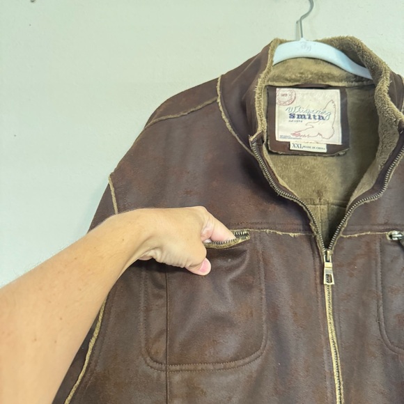 Whispering Smith Jacket Size XXL Brown Faux Suede Sherpa Lined Full Zip Western - Picture 5 of 16
